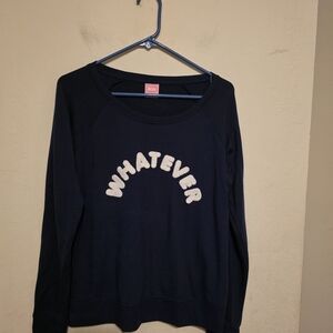 Jenni by Jennifer Moore Navy Blue Long Sleeve Textured Letters Sleepshirt Size M